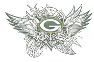 Green Bay packers with wings   tattoo design idea