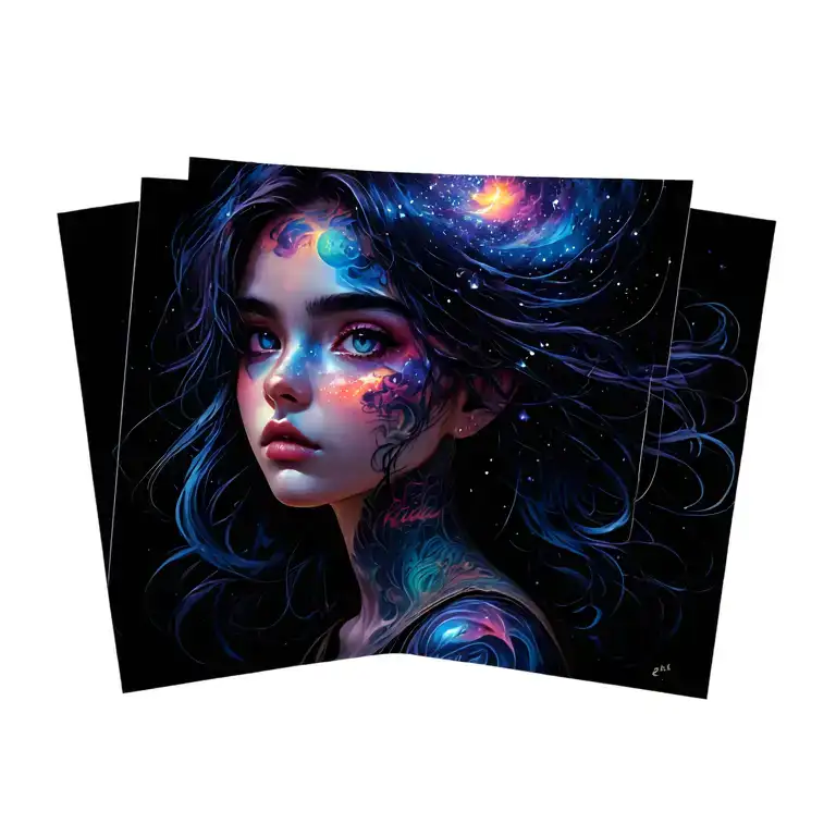 Galaxy + Anime girl tattoo design idea