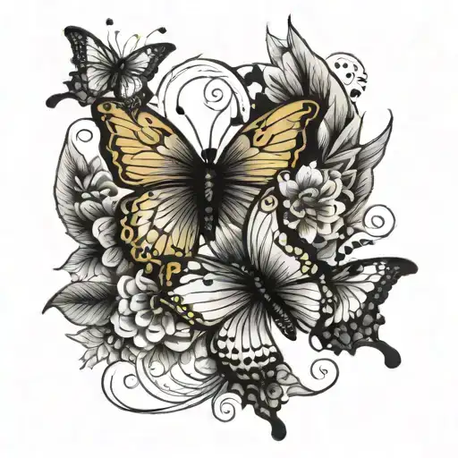 filipino sun and filipino flower with two butterflies  tattoo design idea
