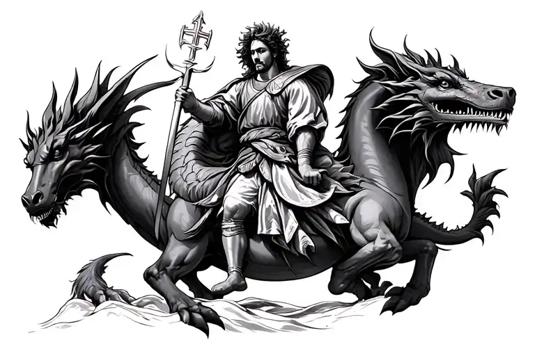 traditional st george slaying the dragon tattoo design idea