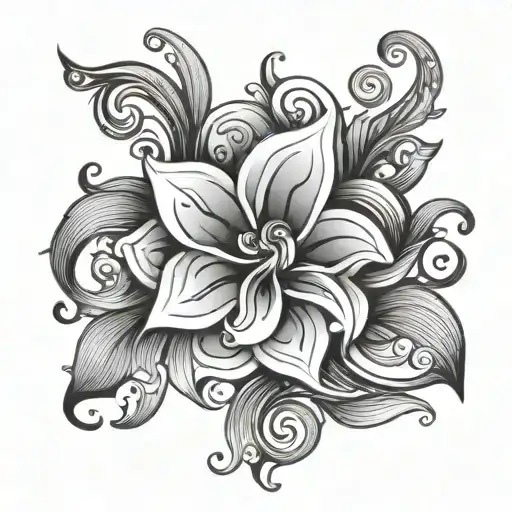 swirly flower tattoo design idea