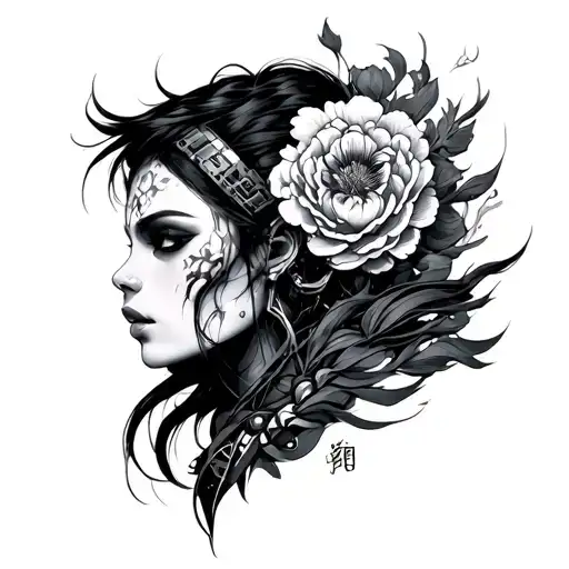 Cyberpunk Japanese tattoo design idea