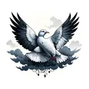 two doves with clouds tattoo design idea