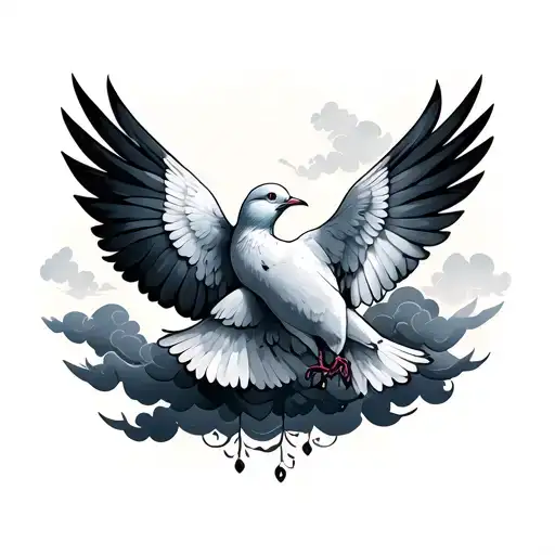 two doves with clouds tattoo design idea