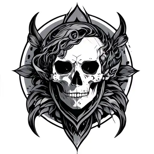 Wala al al style cyber sigilism tattoo design idea