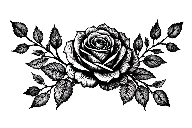 honey suckle, roses, oak leaves, mandala tattoo design idea