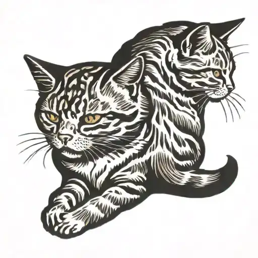 two ginger cats sitting with their backs to each other tattoo design idea