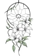 lily flowers dream catcher entangled tattoo design idea