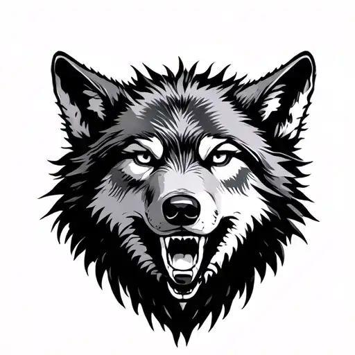 "BARE MY TEETH, SHED MY SKIN" Wolf head tattoo design idea