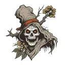 ghost face with woods surrounded tattoo design idea