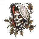 ghost face with woods surrounded tattoo design idea