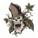 ghost face with woods surrounded tattoo design idea