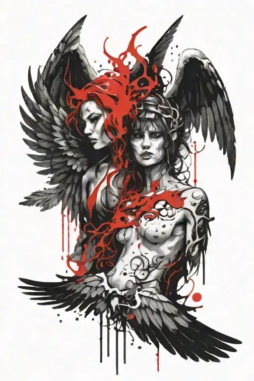 angel and devil wings tattoo design idea