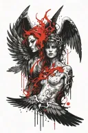 angel and devil wings tattoo design idea