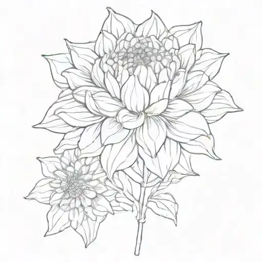 dahlia flower with Patricia tattoo design idea