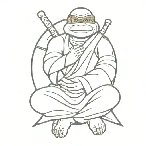 ninja turtle praying Buddhist monk meditating 90s cartoon tattoo design idea