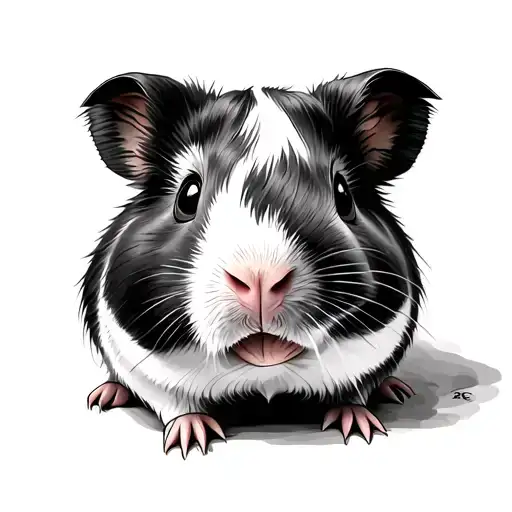 cute american guinea pig face water color tattoo design idea