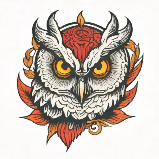 white owl with red eyes tattoo design idea