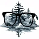 pine trees and clouds inside sunglasses reflection tattoo design idea