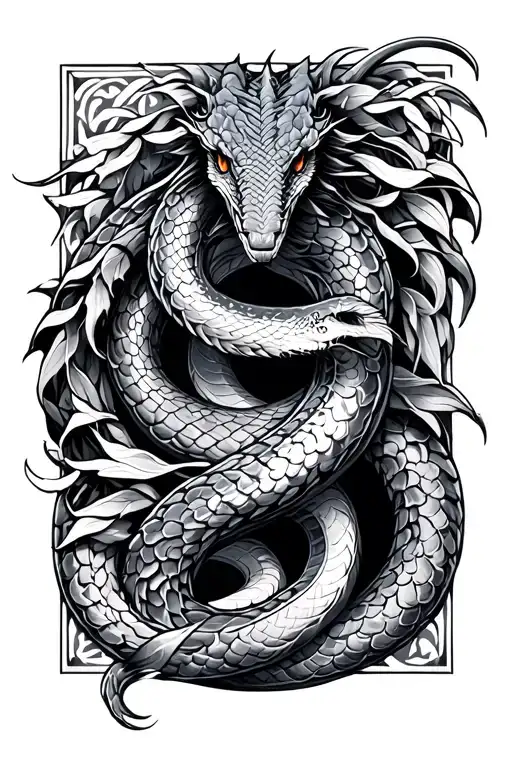 Nordic world serpent  tattoo design idea