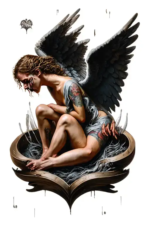 Angels and Demons trapped inside tattoo design idea