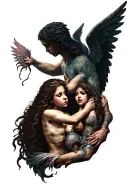 Angels and Demons trapped inside tattoo design idea