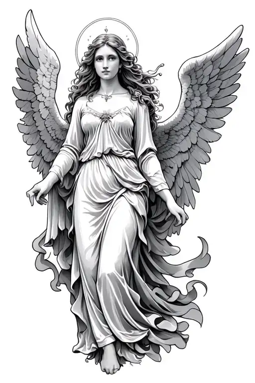 female guardian angel tattoo design idea