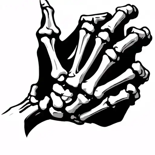 finger bones skeleton hand holding tattoo design idea