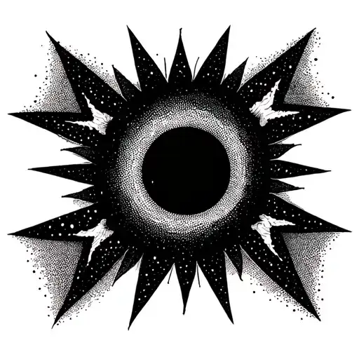 I want a 6-pointed sun, the center with the metaphor of time passing, and a star that orbits everything tattoo design idea