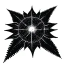 I want a 6-pointed sun, the center with the metaphor of time passing, and a star that orbits everything tattoo design idea