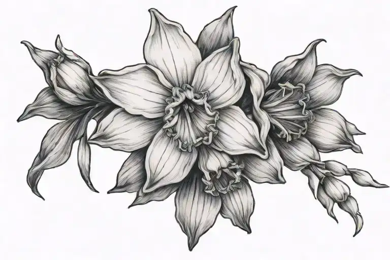 Daffodil daisy larkspur tattoo design idea