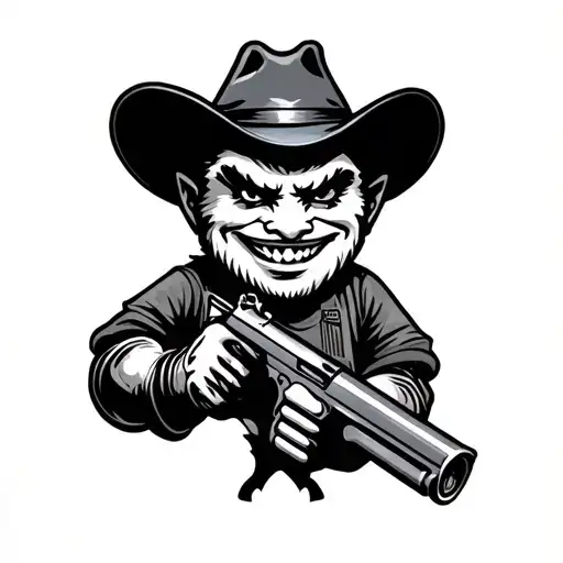 San Jose Flea market Mascot flea holding a gun tattoo design idea