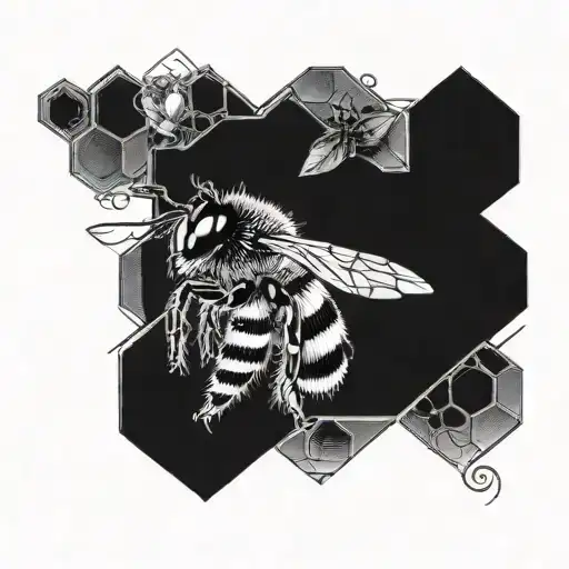 Bee flying tattoo design idea