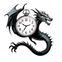 dragon holding clock tattoo design idea
