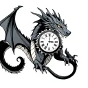 dragon holding clock tattoo design idea