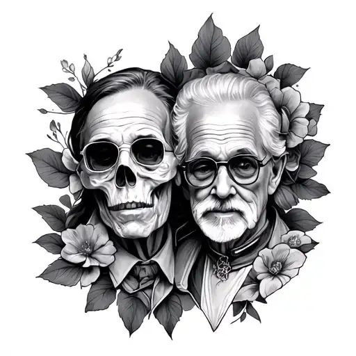 Sentimental chest tattoo for dead mom and grandfather tattoo design idea