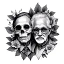 Sentimental chest tattoo for dead mom and grandfather tattoo design idea