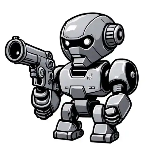 cartoon robot with ray gun tattoo design idea