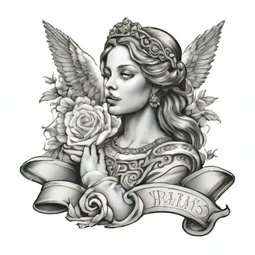 biblical tattoo drawing of the beauty of a woman with bible verse 1 Peter 3:3-4 tattoo design idea