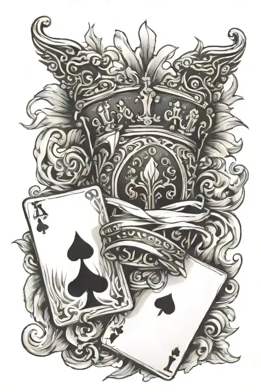 playing cards dice and crown royal  tattoo design idea