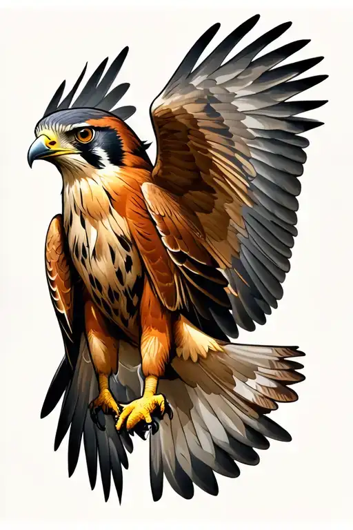 falcon flying tattoo design idea