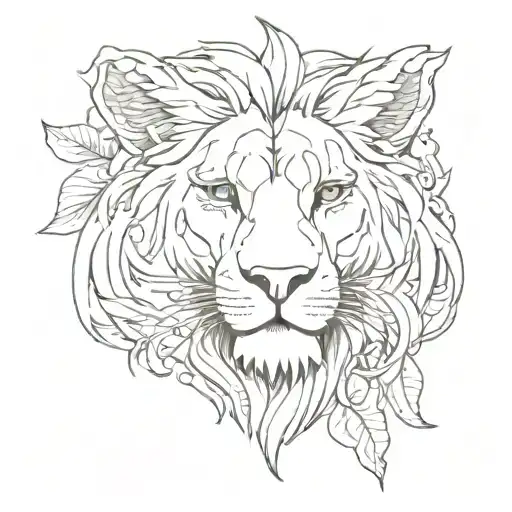 half a lion's head and around it 3 fish tattoo design idea