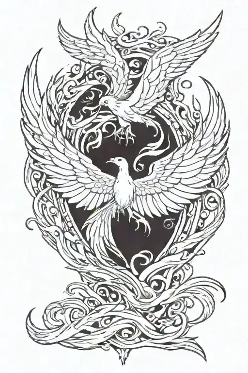 Phoenix rising from ashes tattoo design idea