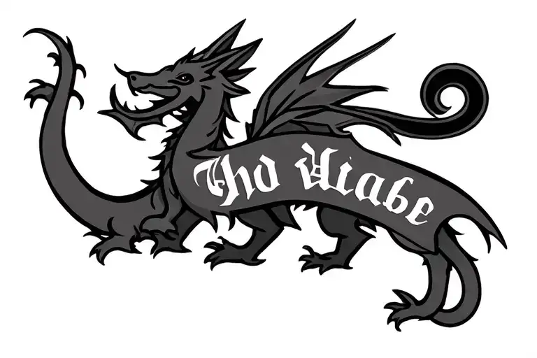 Welsh child name written tattoo design idea