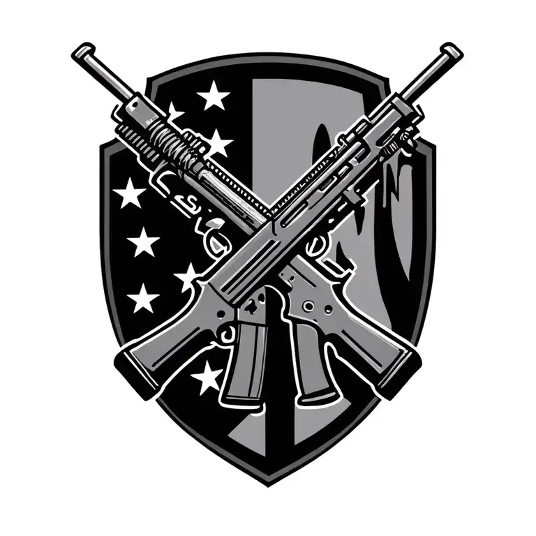 Incorporate the iconic symbol of the US Army infantry crossed rifles in a modern and abstract way tattoo design idea