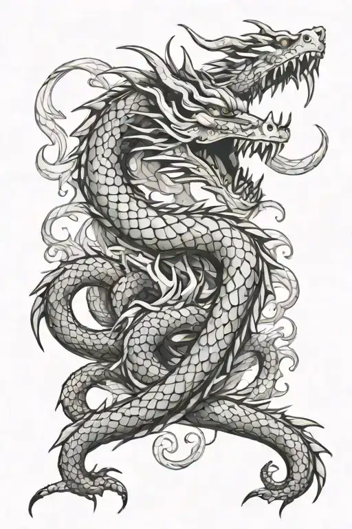 serpent dragon with claws tattoo design idea