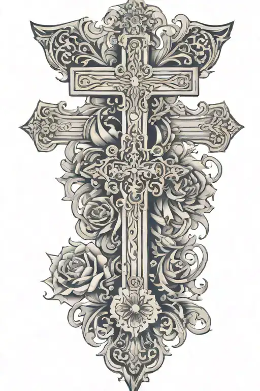 cross with psalms 23 verse tattoo design idea