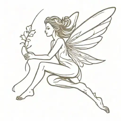 fairy flying from the side view tattoo design idea