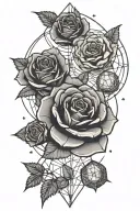 Roses, planets floating tattoo design idea