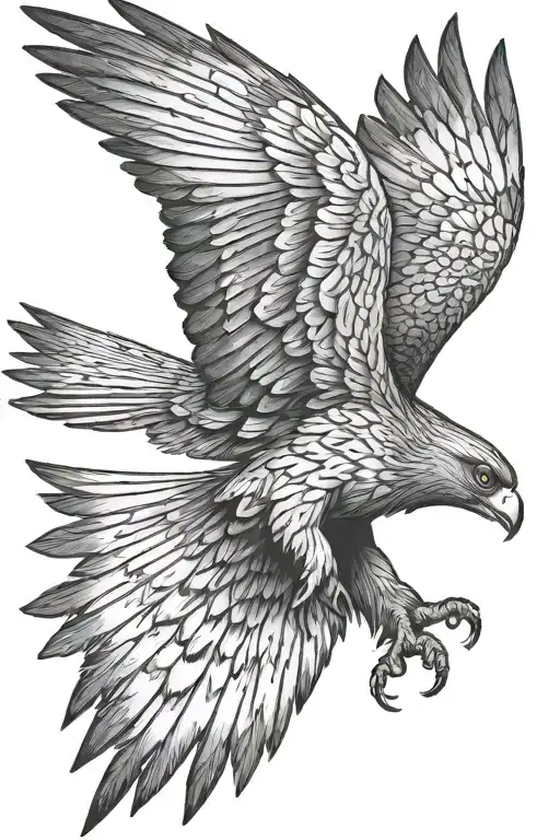 flying hawk perched tattoo design idea